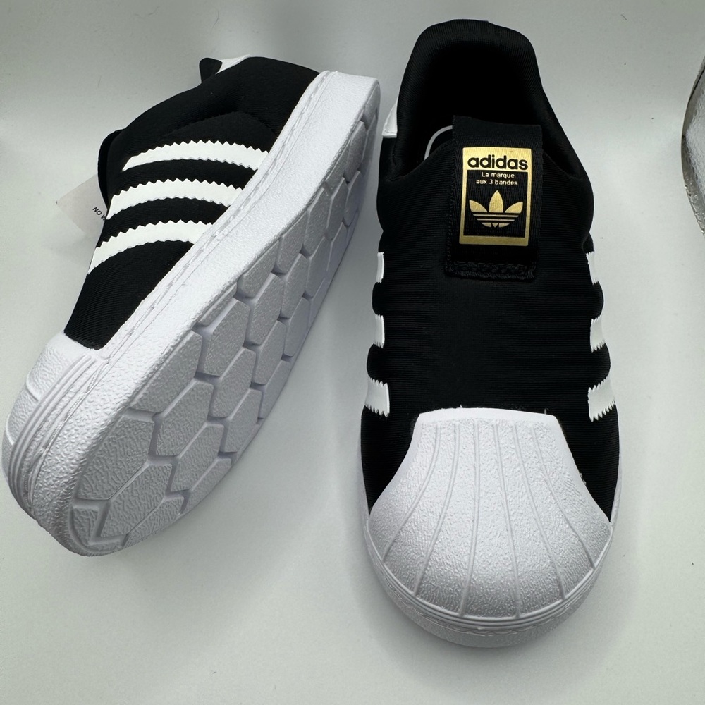 Adidas Superstar 360 Black White Gold  Baby Toddler Sneaker SIZE 10K BRAND NEW